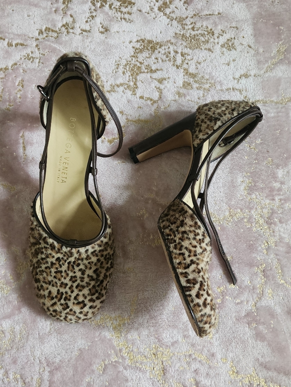 BOTTEGA VENETA | Leopard-Print Slingback Heels in Brown and Black